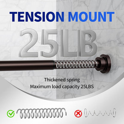Mcrbeay Shower Curtain Rod, 1" Diameter Heavy Duty Tension Shower Rod | Adjustable 28-74 inch Non Slip No Drill Spring Tension Rod For Bathroom, Shower Stall, No Rust, Bronze