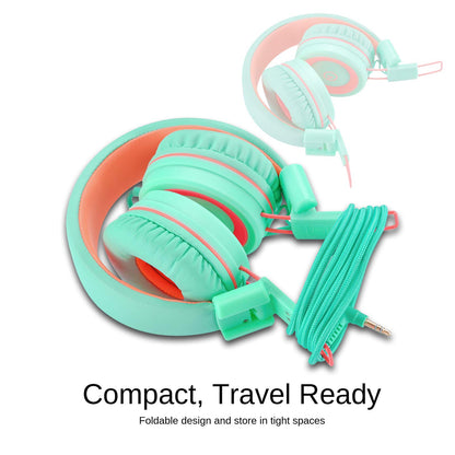 noot products K11 Kids Headphones with Wired Cord 3.5mm Jack Navy/Teal | 5ft Long Cord, Tangle Free, Foldable, Plug in On-Ear Headset for School, Classroom, Boys, Girls, Toddler Laptop Travel Tablet