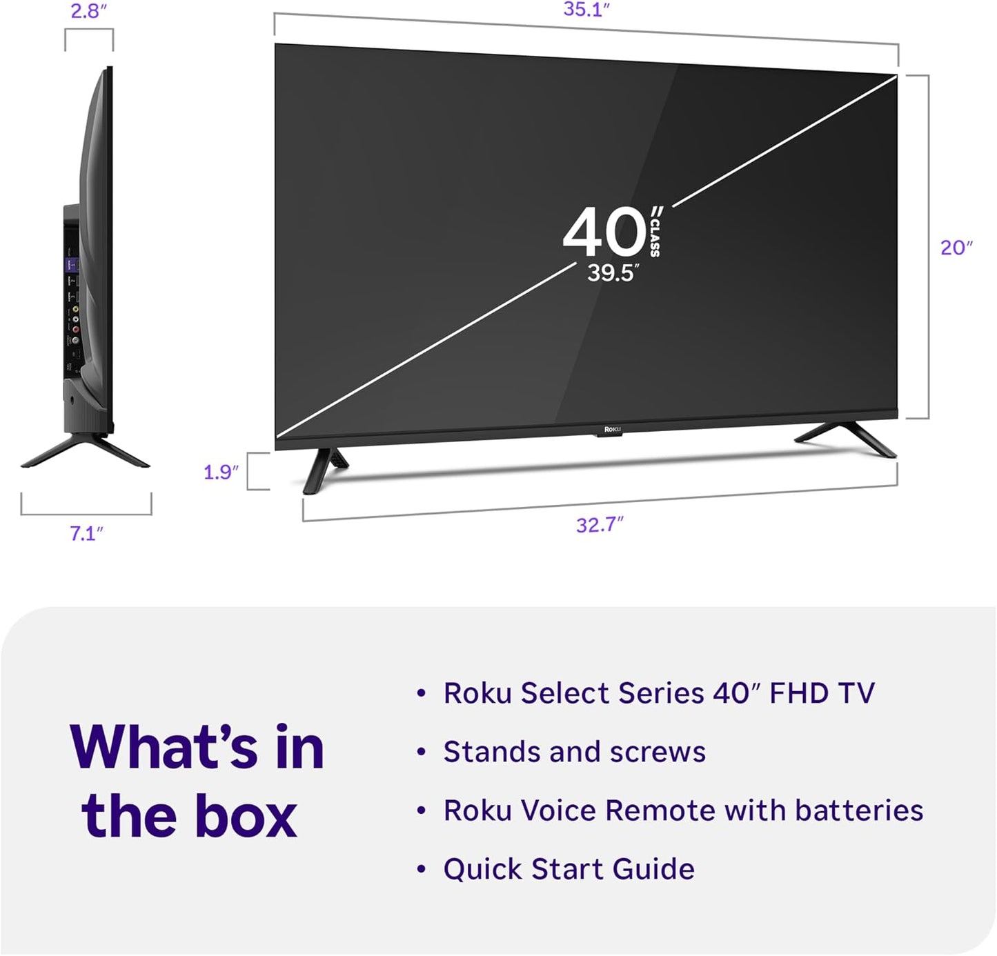 Roku 40-Inch Smart TV 2026 - Select Series, 1080p Full HD TV - RokuTV | Flat Screen LED Television with Voice Remote, Wi-Fi & Bluetooth Headphone Mode - Streaming Live Local News Sports & Movies