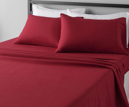 Amazon Basics Lightweight Super Soft Breathable Wrinkle-Resistant Microfiber 4-Piece Bed Sheet Set with 14-Inch Deep Pockets, Queen, Bright White, Solid