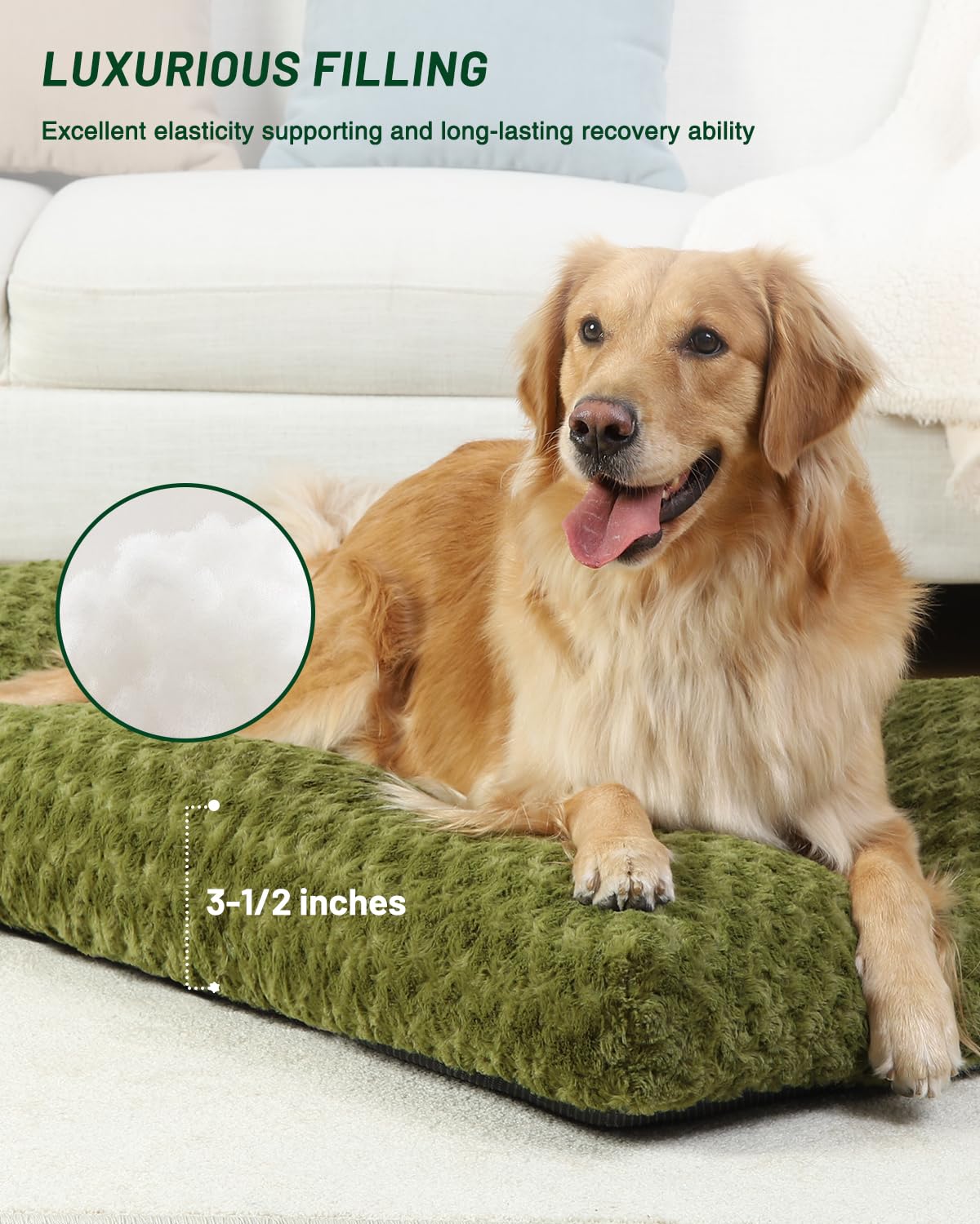 KSIIA Washable Dog Bed Medium Size Dog Crate Bed Plush Pet Mat 35"x23" Gray | Deluxe Plush Comfy Kennel Pad, Anti-Slip Bottom,Deep Sleeping Mat for Medium Dogs,Machine Washable for Easy Cleaning