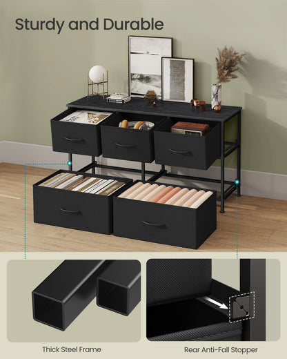 SONGMICS BELLAH Collection - Dresser for Bedroom, Chest of Drawers, Storage Organizer Unit, Closet, Entryway, Steel, 4 Drawers, Modern, Ink Black and Ebony Black ULGS314B01S