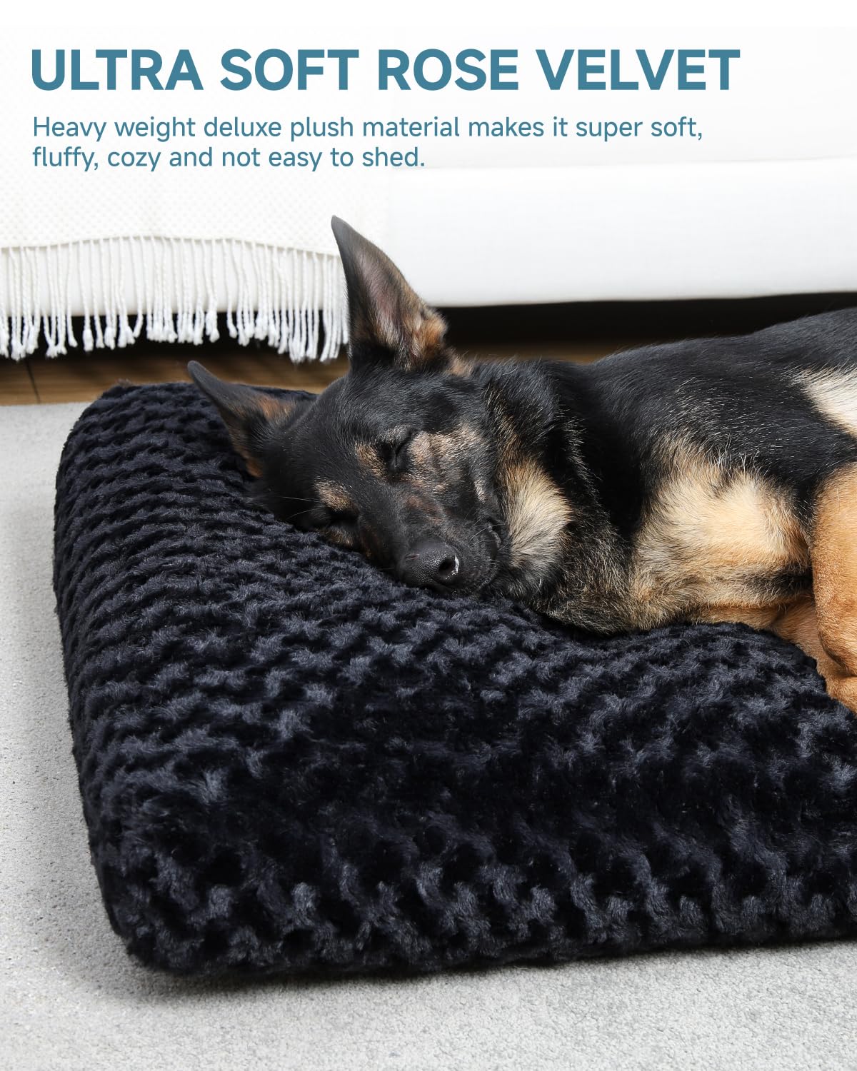KSIIA Washable Dog Bed Medium Size Dog Crate Bed Plush Pet Mat 35"x23" Gray | Deluxe Plush Comfy Kennel Pad, Anti-Slip Bottom,Deep Sleeping Mat for Medium Dogs,Machine Washable for Easy Cleaning