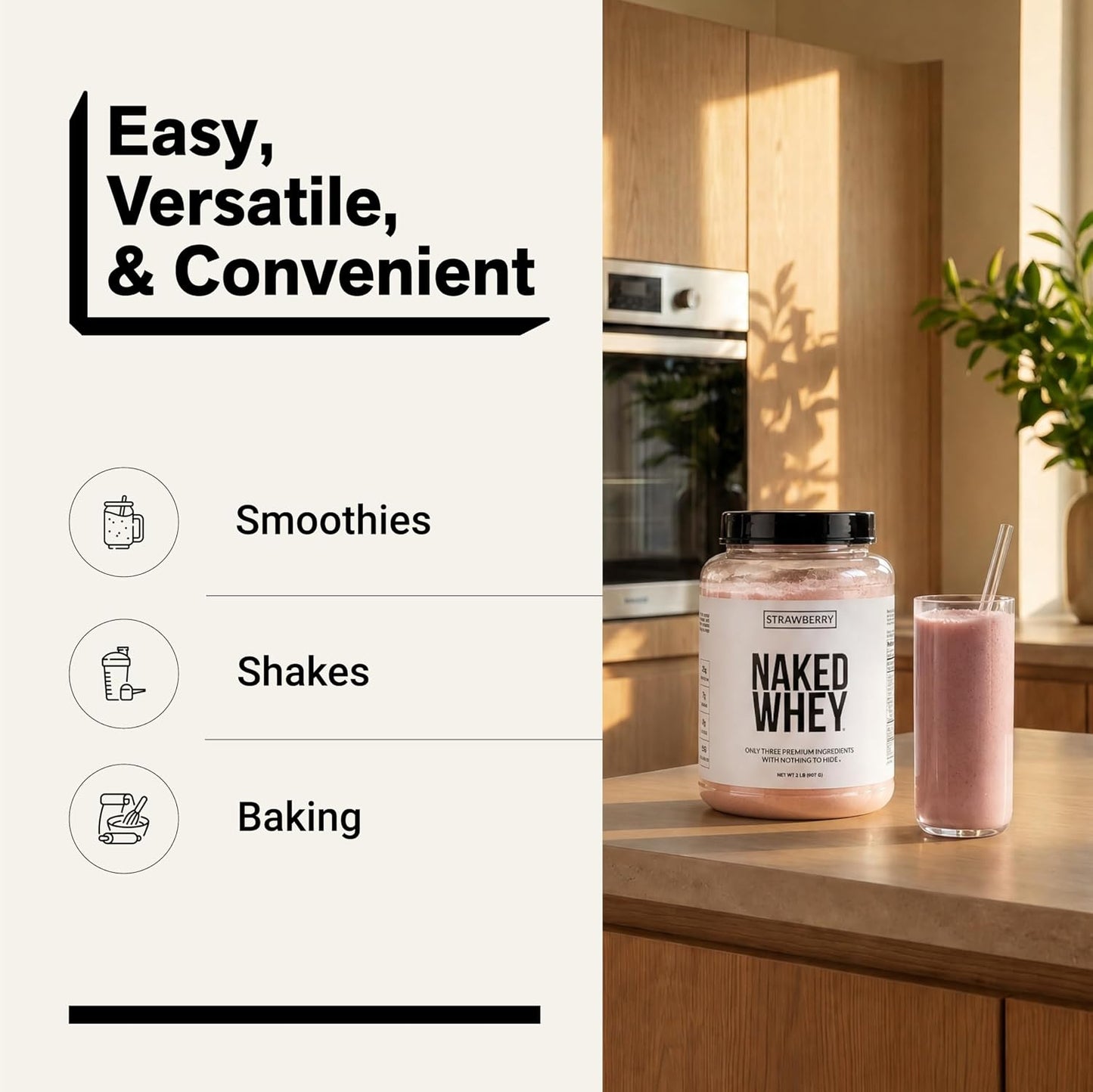 NAKED Whey 1Lb - Only 1 Ingredient, Grass Fed Whey Protein Powder, NSF Certified, Undenatured, No Gmos, No Soy, Gluten Free, Stimulate Growth, Enhance Recovery - 15 Servings