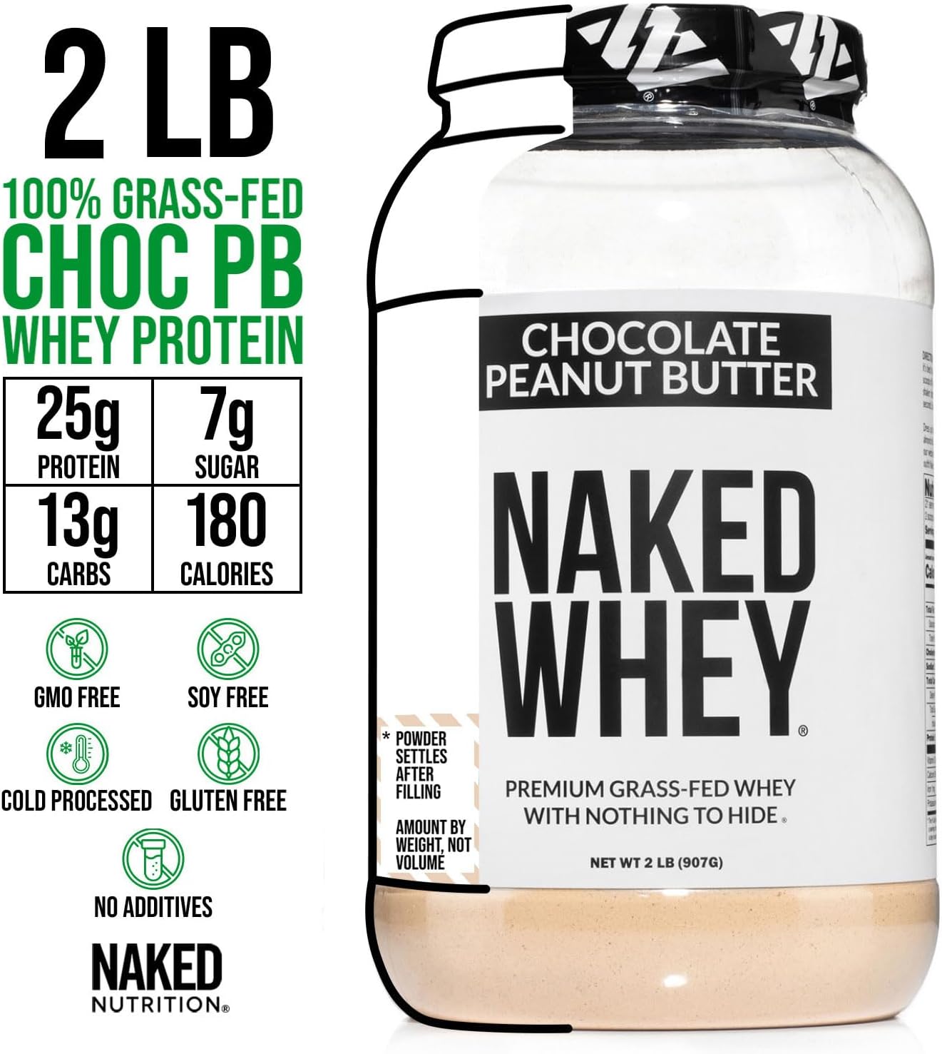 NAKED Whey 1Lb - Only 1 Ingredient, Grass Fed Whey Protein Powder, NSF Certified, Undenatured, No Gmos, No Soy, Gluten Free, Stimulate Growth, Enhance Recovery - 15 Servings