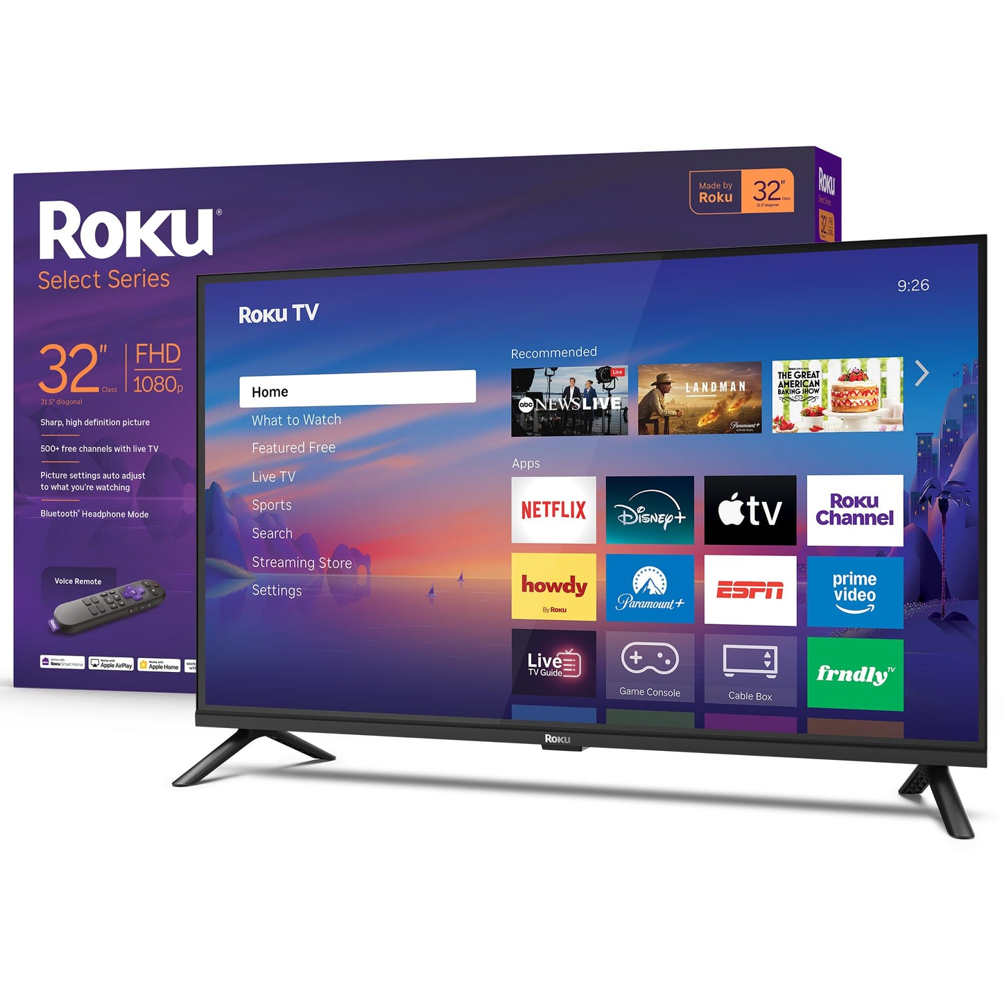 Roku 40-Inch Smart TV 2026 - Select Series, 1080p Full HD TV - RokuTV | Flat Screen LED Television with Voice Remote, Wi-Fi & Bluetooth Headphone Mode - Streaming Live Local News Sports & Movies