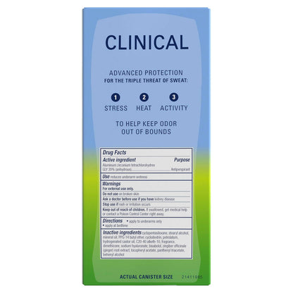 Secret Clinical Strength Invisible Solid Antiperspirant Deodorant for Women, 100HR Sweat & Odor Protection, 3X Stress Protection with Hyaluronic Acid, PH Balanced, Completely Clean Scent, 2.6 oz