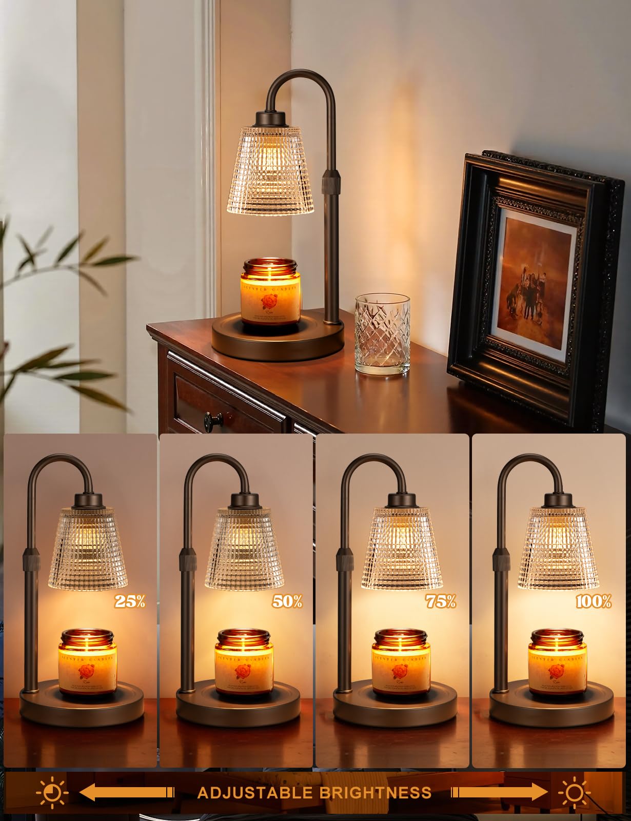 Candle Warmer Lamp with Timer Home Decor Birthday Gifts for Women | Dimmable Candle Warmer for Jar Candles, Height Adjustable Wax Melts Warmer,Room Decor House Warming Gifts New