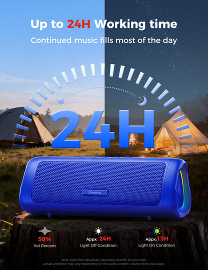 Bluetooth Speaker, 20W HD Sound, Portable Wireless, IPX5 Waterproof, Up to 24H Playtime, TWS Pairing, for Home/Party/Outdoor/Camping/Beach Essentials, Electronic Gadgets, Birthday Gift (Black)