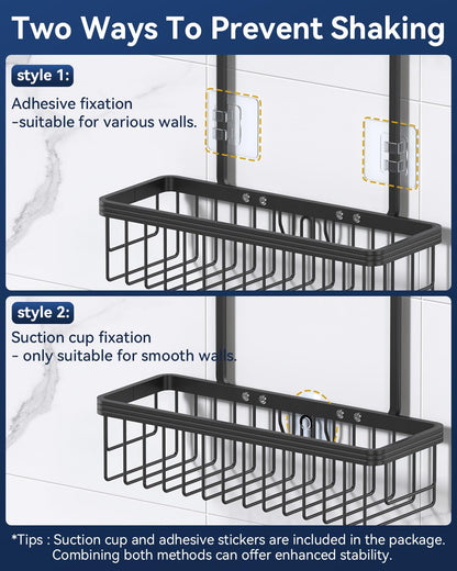 Never Rust Shower Caddy Hanging, Aluminum Shower Racks for Inside Shower, 3-Tier Shower Organizer Hanging Over Shower Head with Hooks and Soap Holder, Rose Gold