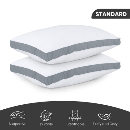 Utopia Bedding Gusset Bed Pillow, Hotel Pillows Queen Size Set of 2, White | Cotton Blended Down alternative pillows for sleeping, soft fluffy cooling comfort for Back, side & stomach sleepers, 2 pack