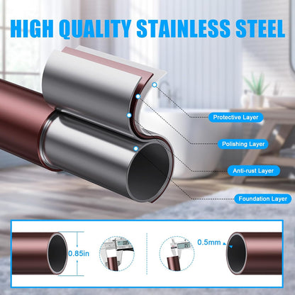 TEECK Shower Curtain Rod, 32-80 inch Adjustable Spring Tension Curtain Rod, Never Rust Anti-Slip Shower Curtain Rod for Bathroom, No Drilling, Never Collapse, Easy to Use, Silver