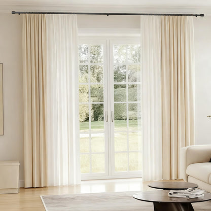 Curtain Rods 30-60 Inch, Adjustable Black Curtain Rods for Windows 2 Pack | 5/8" Diameter for 30-54 Inch Windows, Spliced Window Treatment Rod with Brackets, Long Small Rod for Bedroom, Living Room