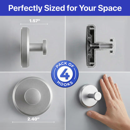 HOME SO Suction Cup Hooks for Shower & Bathroom Towel Holder 2-Pack Black | Waterproof Rustproof Organizer Hook Hanging Loofah Robe Coat Bath Accessories on Tile Glass Door Mirror + Optional 3M Disc