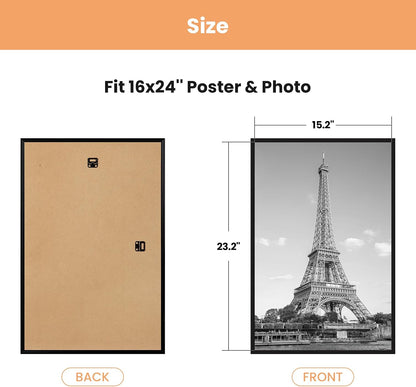 upsimples 12x16 Poster Frame, Easy Slide-In Assembly, Black, 3 Pack | Gallery Wall 12 x 16 Picture Frames Set for Family, Wedding, Christmas, Easy to Change Photos