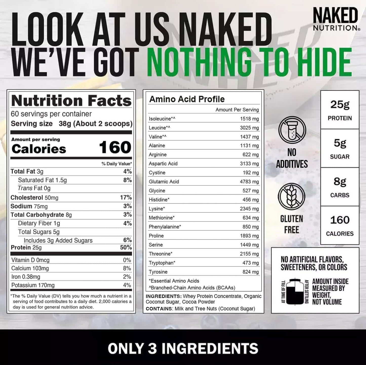 NAKED Whey 1Lb - Only 1 Ingredient, Grass Fed Whey Protein Powder, NSF Certified, Undenatured, No Gmos, No Soy, Gluten Free, Stimulate Growth, Enhance Recovery - 15 Servings