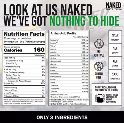 NAKED Whey 1Lb - Only 1 Ingredient, Grass Fed Whey Protein Powder, NSF Certified, Undenatured, No Gmos, No Soy, Gluten Free, Stimulate Growth, Enhance Recovery - 15 Servings