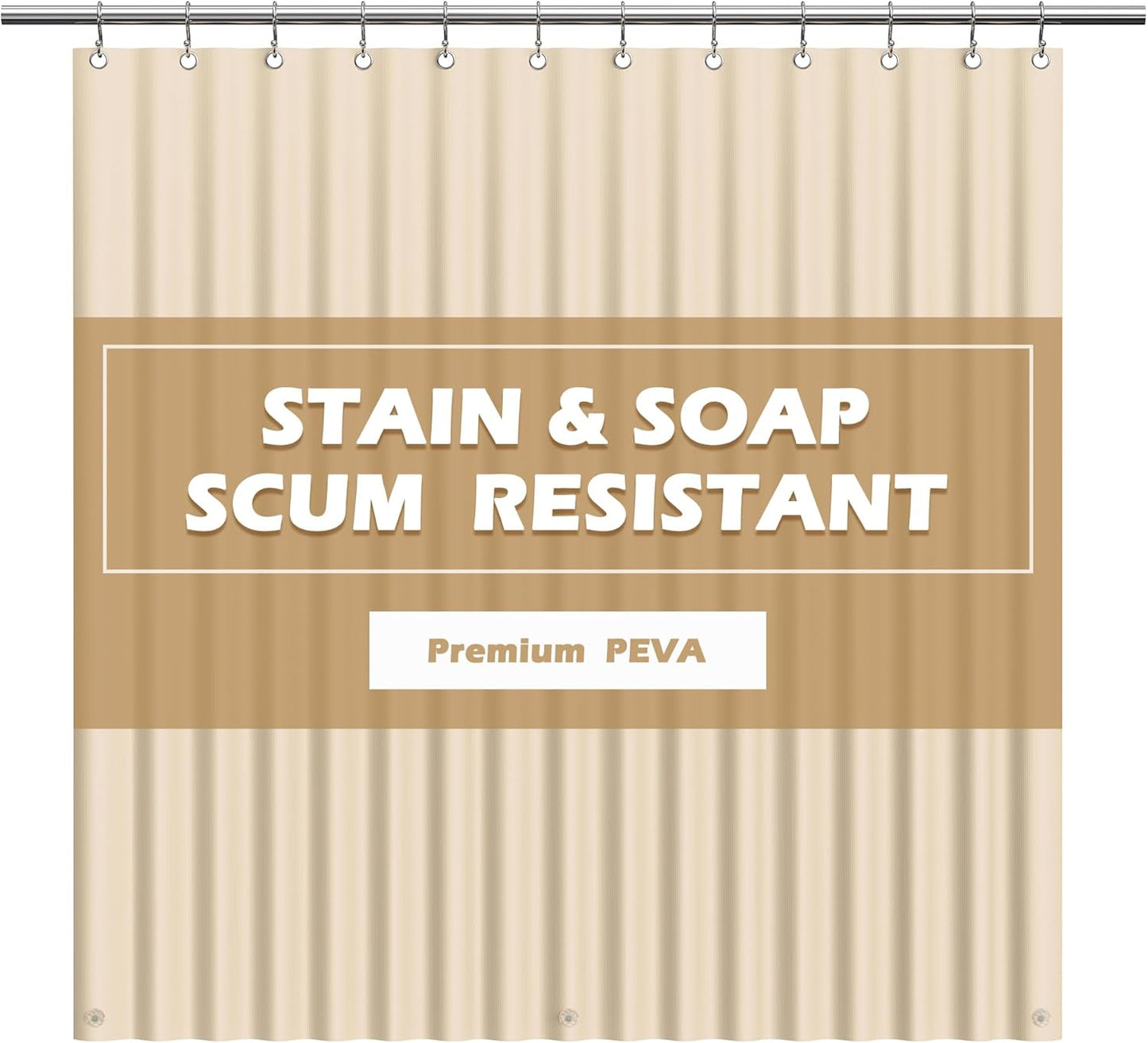 EHZNZIE White Shower Curtain Liner 72x72, PEVA Waterproof Bath Curtain, No Chemical Smell, 3 Weighted Magnets, Durable with Rustproof Metal Grommets
