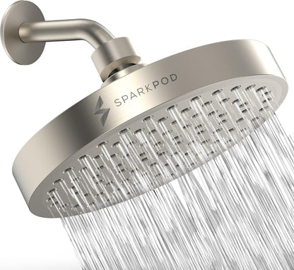 SparkPod Rain Shower Head, 6 Inch Round, Luxury Polished Chrome Finish | High Pressure Shower Heads, 90 Nozzles, Adjustable Showerhead, No Tools Needed, Universal Connection