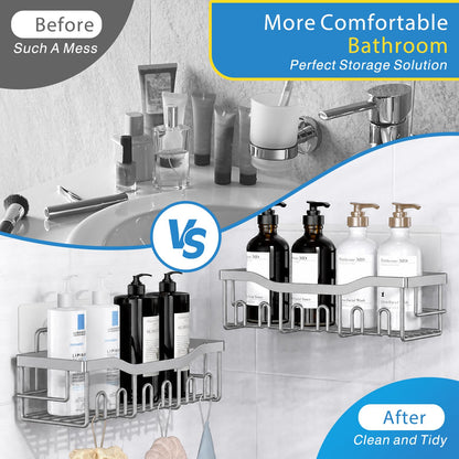 EUDELE Adhesive Shower Caddy, 5 Pack Rustproof Stainless Steel Bath Organizers With Large Capacity, No Drilling Shelves for Bathroom Storage & Home Decor
