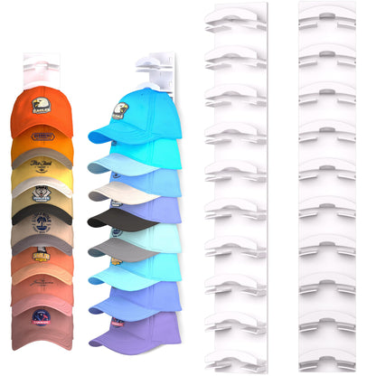 Hat Organizer for Baseball Caps 2Pack, Hat Rack for Wall with Strong Adhesive Hold up to 20 Hats, Hat Hanger Holder Display for Door Closet, Cap Organizer Storage Multilayer Two Mounting Option(Black)