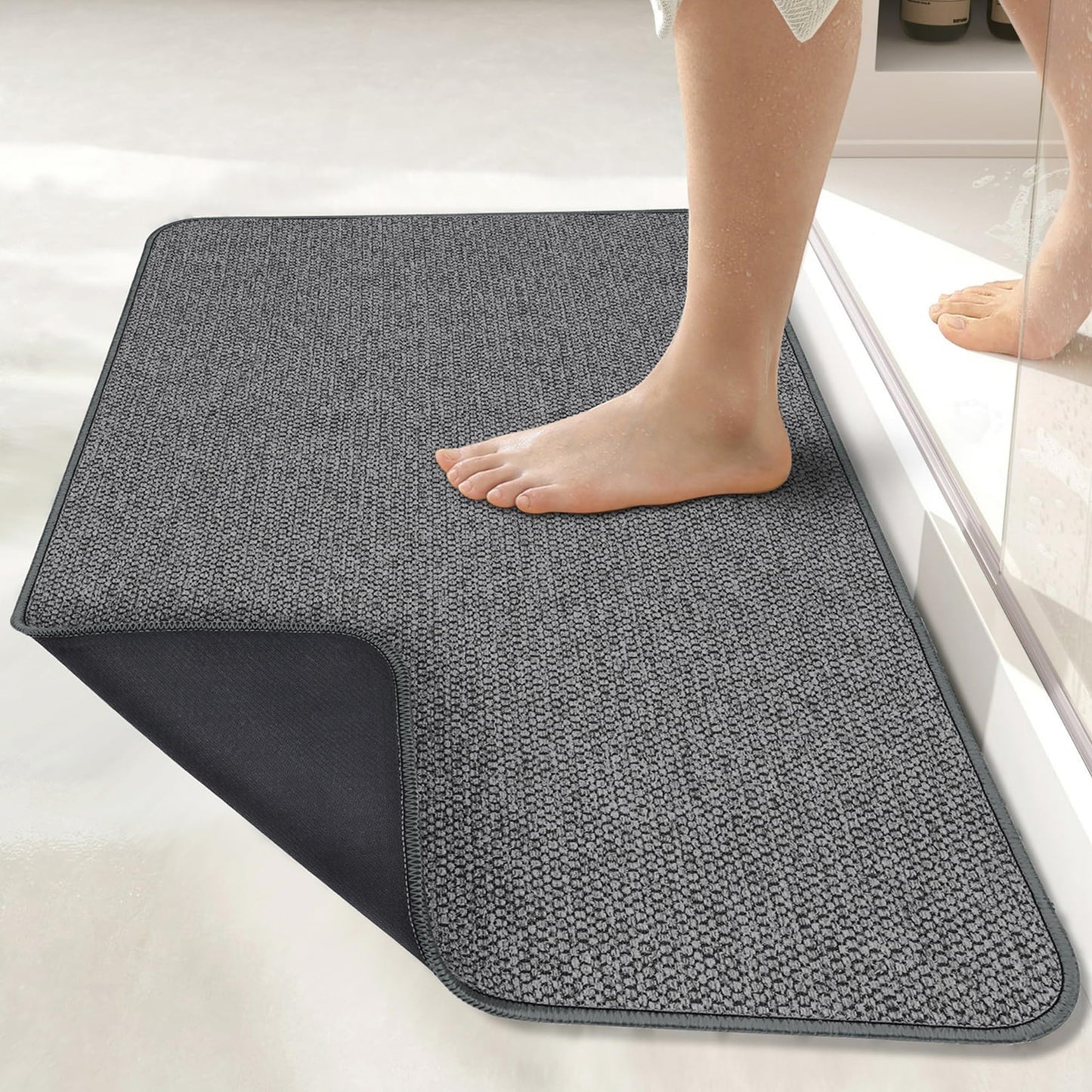 Bosap Bath Mat,Ultra Thin Bathroom Runner Rugs,Large Bath Mats for Bathroom,Quick Dry,Non-Slip,Machine Washable,Low Pile,Bath Rug,Shower Outside,Sink,Home Decor Accessories.Purple,3'x5'(36x60inch)