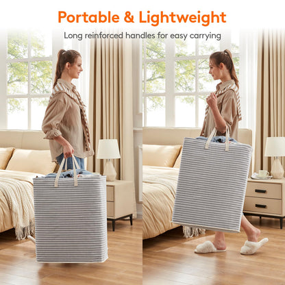 Lifewit 2 Pack Laundry Basket 80L Each, Collapsible Clothes Hamper with Reinforced Handles, Freestanding Waterproof Design for Bedroom and Laundry Room, Grey 160L Total