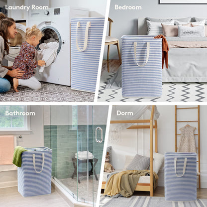 Lifewit 2 Pack Laundry Basket 80L Each, Collapsible Clothes Hamper with Reinforced Handles, Freestanding Waterproof Design for Bedroom and Laundry Room, Grey 160L Total