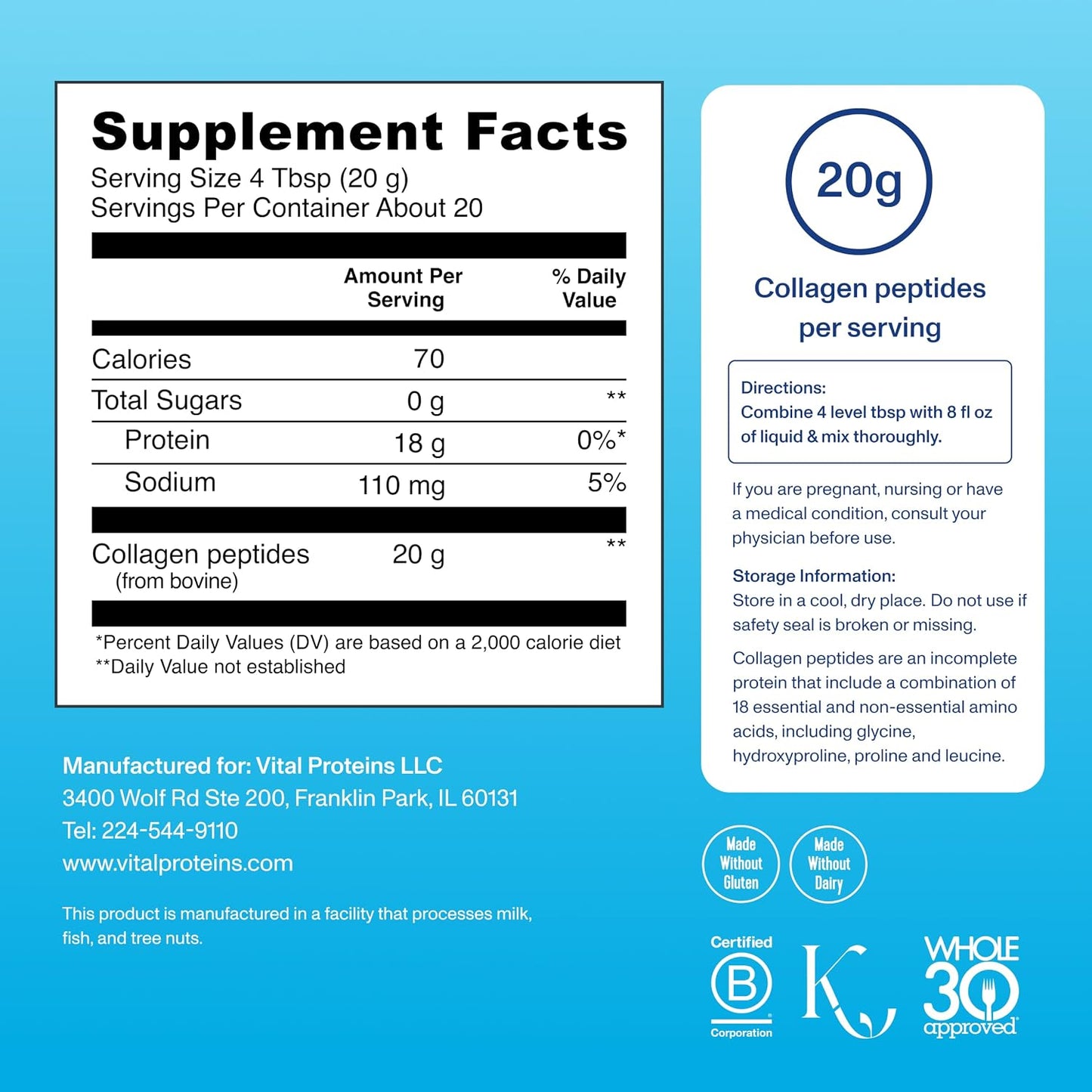 Vital Proteins Collagen Peptides Powder, Unflavored, 9.33oz | Grass-Fed Collagen Peptides, Supports Hair Skin & Nails, Bones & Joints, 13 Servings