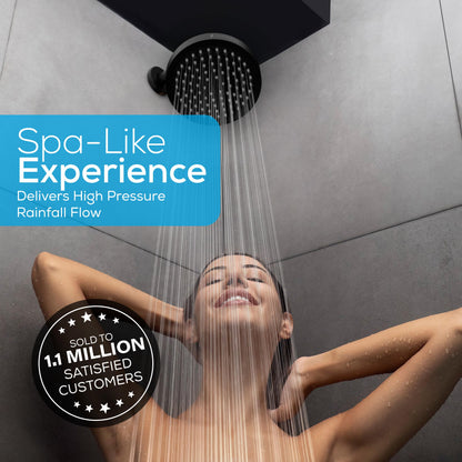 SparkPod Rain Shower Head, 6 Inch Round, Luxury Polished Chrome Finish | High Pressure Shower Heads, 90 Nozzles, Adjustable Showerhead, No Tools Needed, Universal Connection