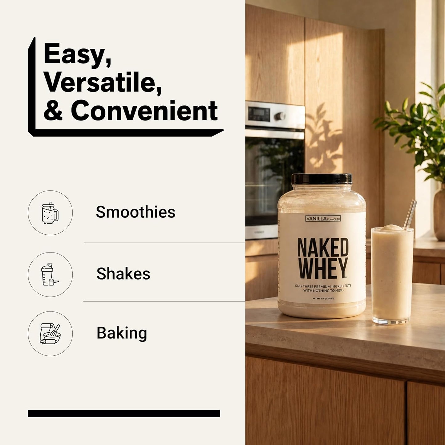 NAKED Whey 1Lb - Only 1 Ingredient, Grass Fed Whey Protein Powder, NSF Certified, Undenatured, No Gmos, No Soy, Gluten Free, Stimulate Growth, Enhance Recovery - 15 Servings