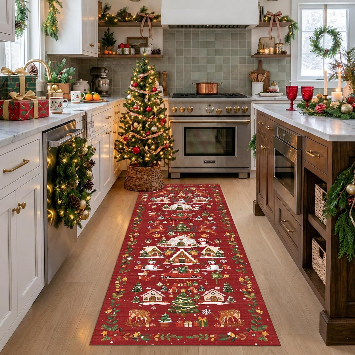 2x6 Hallway Washable Runner Rug : Vintage Soft Kitchen Laundry Runner with Non Slip Backing Farmhouse Entryway Living Room Floor Mat Stain Resistant Carpet for Bedroom Bathroom Distressed Beside Rug