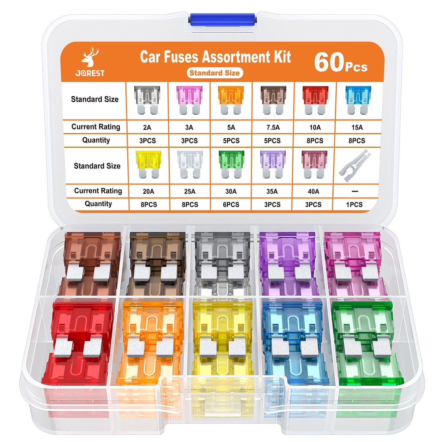 JOREST 300Pcs Car Fuse Assortment Kit, 160 Mini Blade Fuses Automotive + 90 Standard Auto Fuses + 50 Micro + Puller – Replacement for RV Camper Boat Truck (2Amp 3A 5A 7.5A 10A 15A 20A 25A 30A 35A 40A)