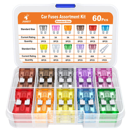 JOREST 300Pcs Car Fuse Assortment Kit, 160 Mini Blade Fuses Automotive + 90 Standard Auto Fuses + 50 Micro + Puller – Replacement for RV Camper Boat Truck (2Amp 3A 5A 7.5A 10A 15A 20A 25A 30A 35A 40A)