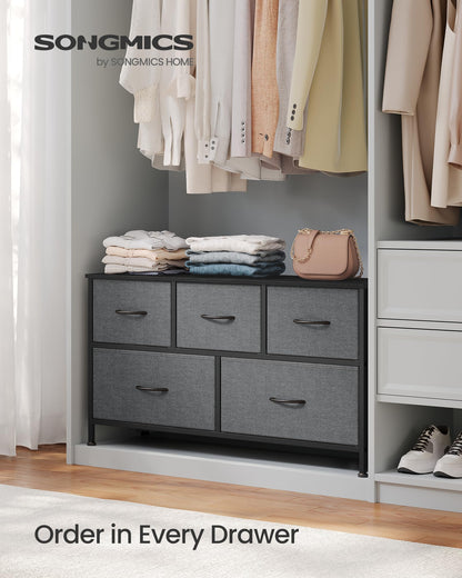 SONGMICS BELLAH Collection - Dresser for Bedroom, Chest of Drawers, Storage Organizer Unit, Closet, Entryway, Steel, 4 Drawers, Modern, Ink Black and Ebony Black ULGS314B01S