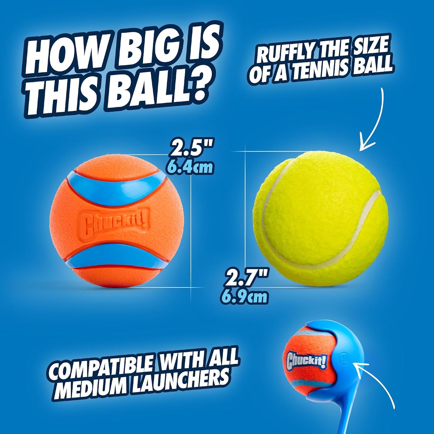 Chuckit! Ultra Ball Dog Toy, Durable Rubber, Medium 2.5-in, 2 Pack | Made from Durable Rubber with an Extra-Thick Core, This Bouncy Fetch Ball Floats in Water for Lasting Games of Fetch