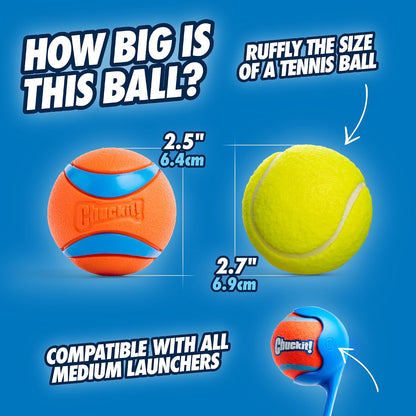 Chuckit! Ultra Ball Dog Toy, Durable Rubber, Medium 2.5-in, 2 Pack | Made from Durable Rubber with an Extra-Thick Core, This Bouncy Fetch Ball Floats in Water for Lasting Games of Fetch