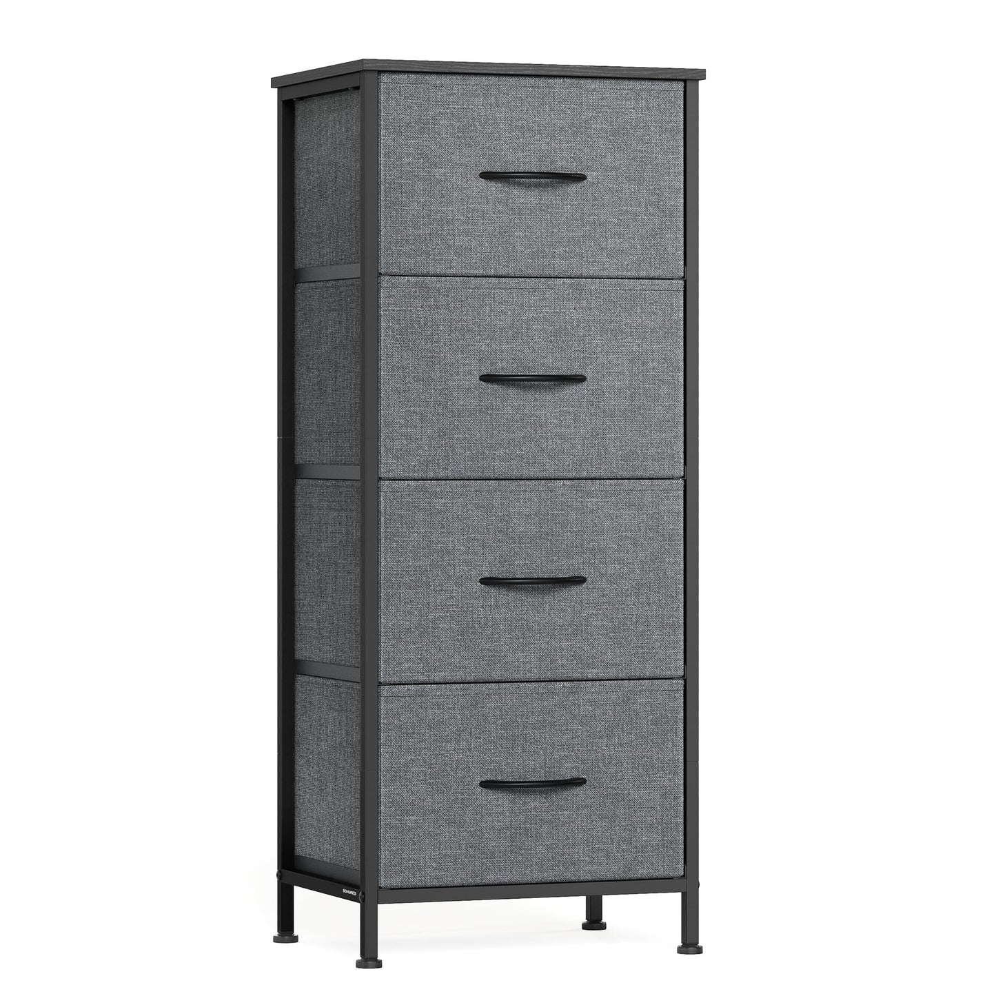 SONGMICS BELLAH Collection - Dresser for Bedroom, Chest of Drawers, Storage Organizer Unit, Closet, Entryway, Steel, 4 Drawers, Modern, Ink Black and Ebony Black ULGS314B01S