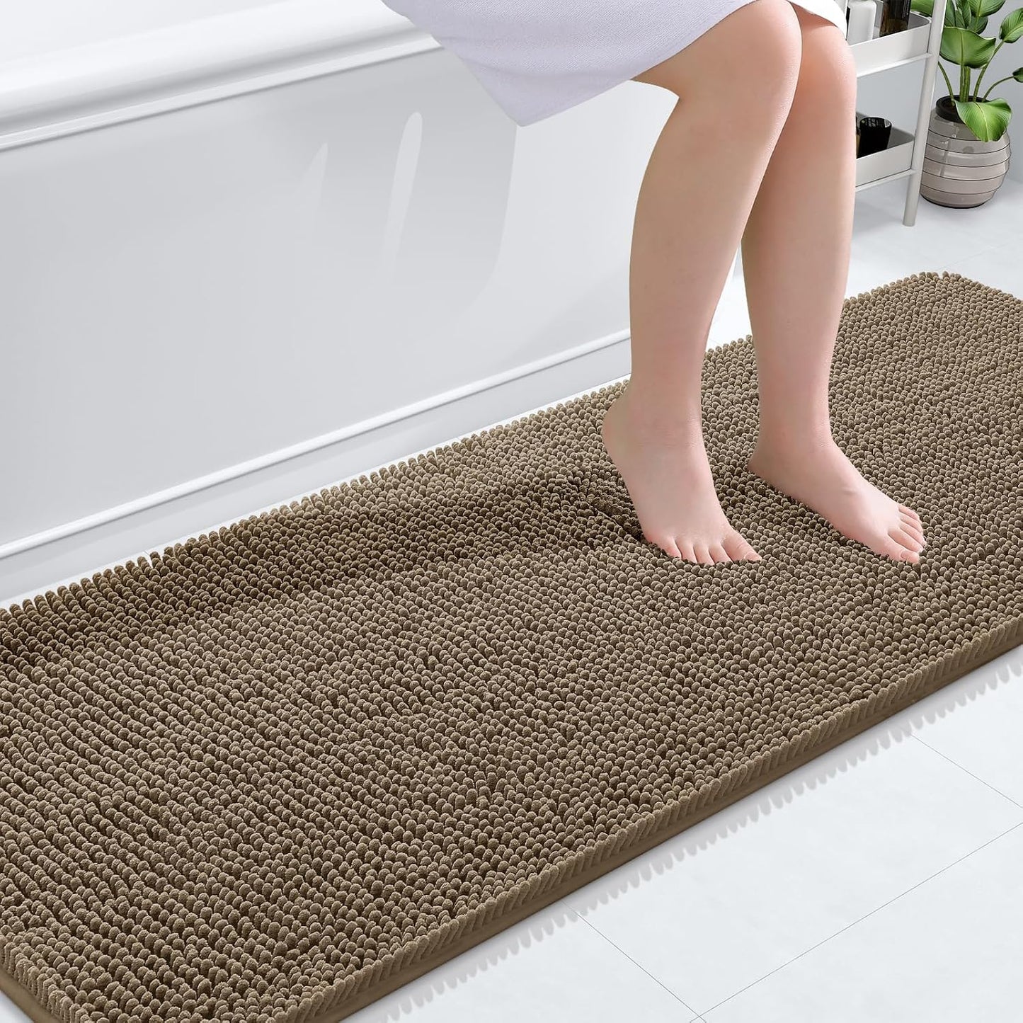 OLANLY Bathroom Rugs 30x20, Extra Soft Absorbent Chenille Bath Rugs | Grey, Quick-Drying Rubber Backing, Machine Washable Bath Mat for Bathroom Floor, Tub and Shower, Home Decor Accessories