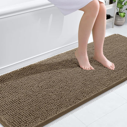 OLANLY Bathroom Rugs 30x20, Extra Soft Absorbent Chenille Bath Rugs | Grey, Quick-Drying Rubber Backing, Machine Washable Bath Mat for Bathroom Floor, Tub and Shower, Home Decor Accessories