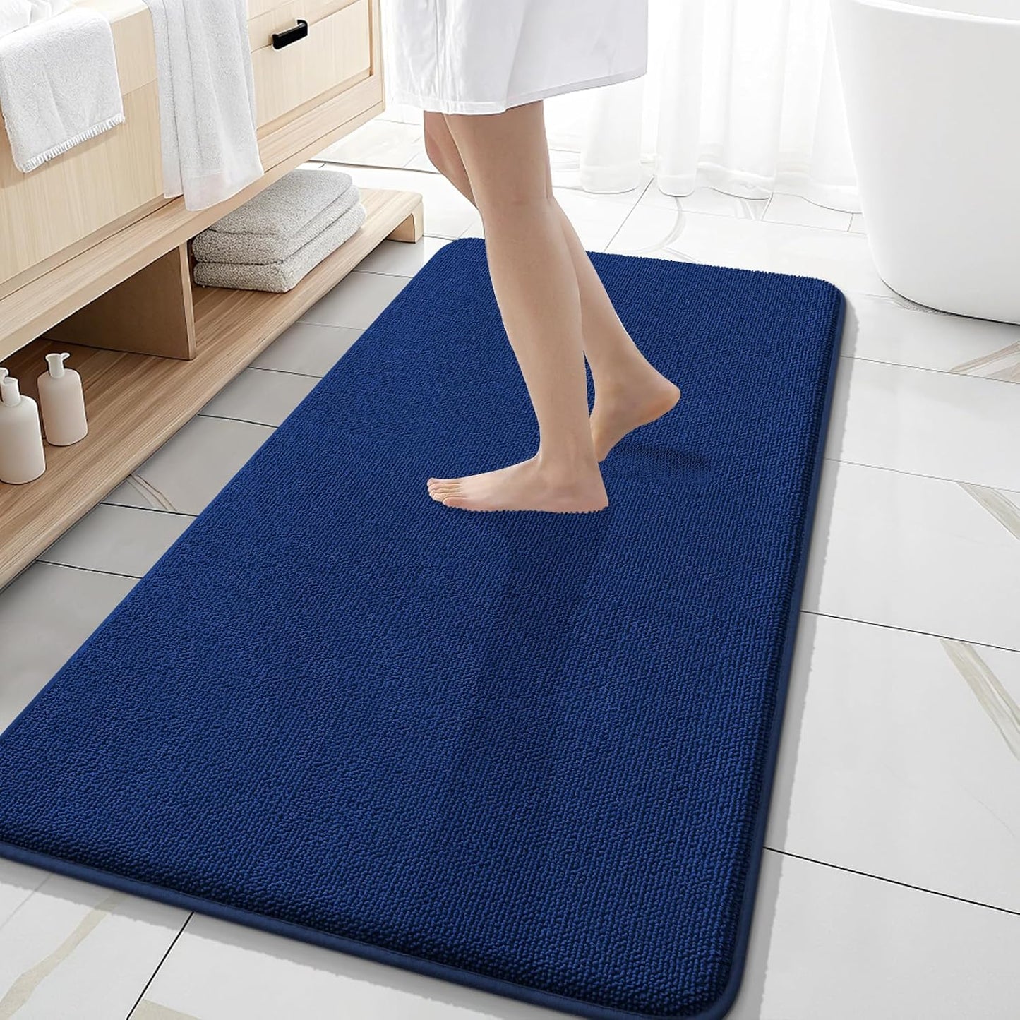 OLANLY Thick Memory Foam Bathroom Rugs 30x20, Soft Absorbent Bath Mat, Teal | Quick Dry Bath Rugs, Non-Slip Carpet, Machine Washable Mats for Bathroom Floor, Tub and Shower, Home Decor Accessories