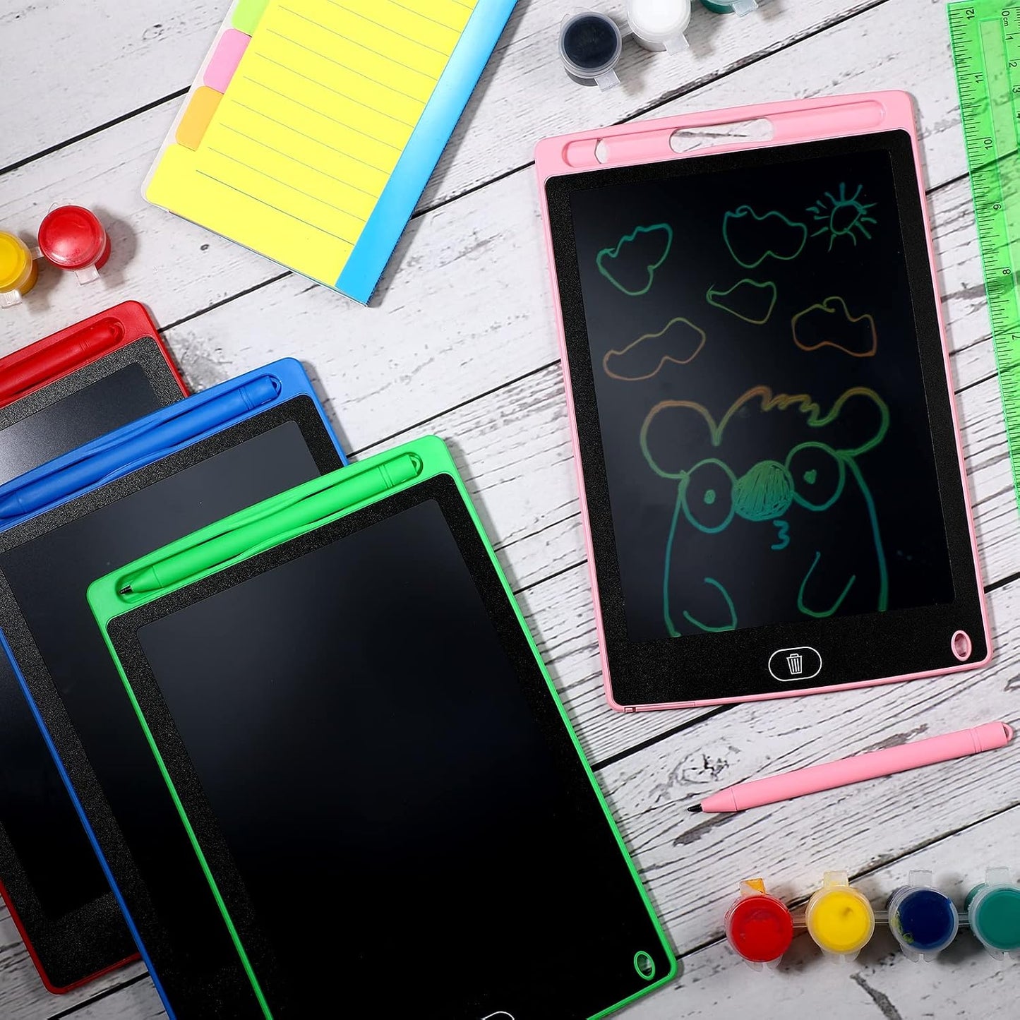Zonon 4 Pcs LCD Writing Tablet for Kids, 8.5 Inch Colorful Toddler Doodle Board Tablet, Reusable Electronic LCD Writing Board for Boys Girls Age 3-8 Birthday Gifts(Blue, Red, Green, Pink)