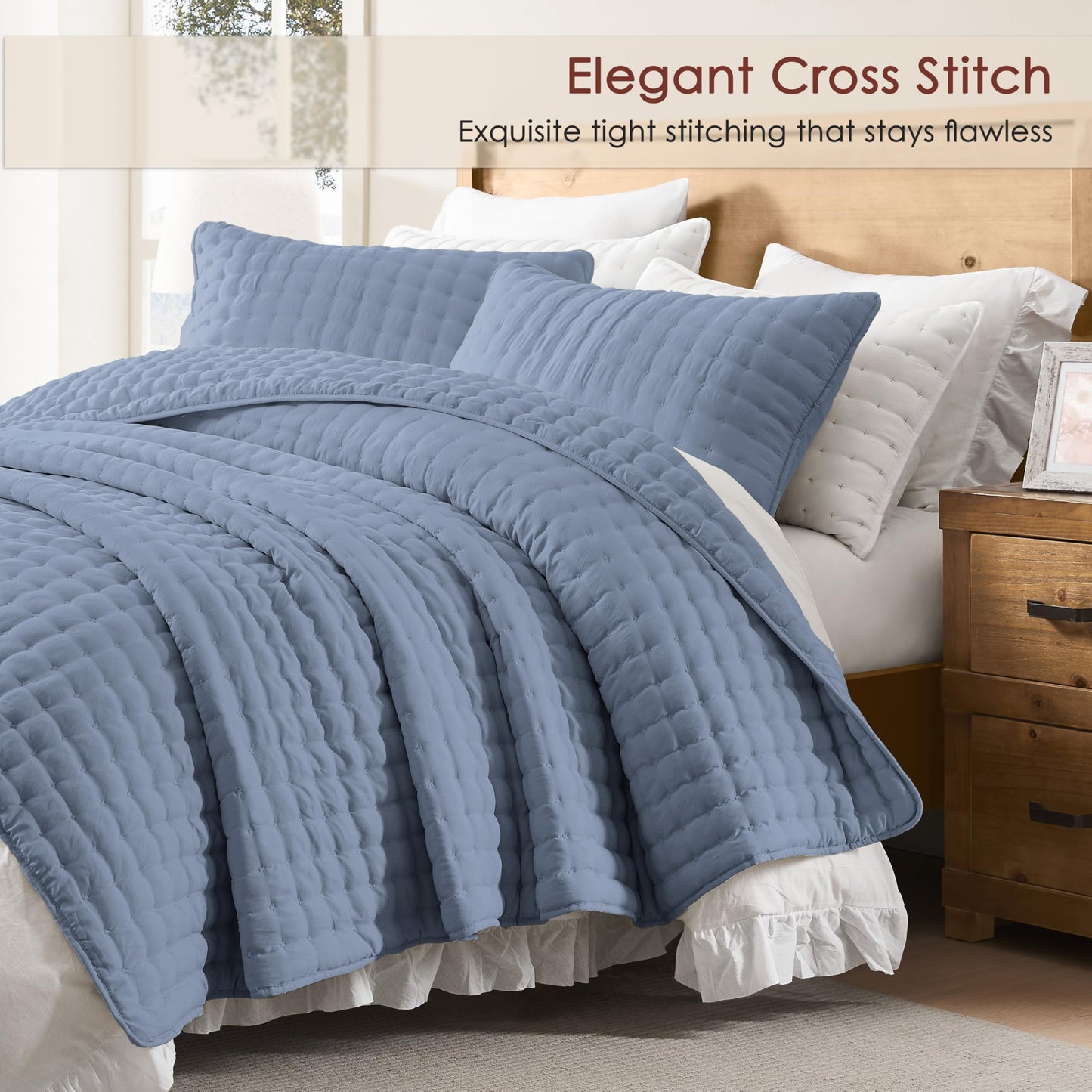 WDCOZY Beige King Size Quilt Bedding Sets with Pillow Shams, Tan Cream Lightweight Bedspread Coverlet, Quilted Blanket Thin Comforter Bed Cover, All Season Summer Spring, 3 Pieces, 104x90 inches