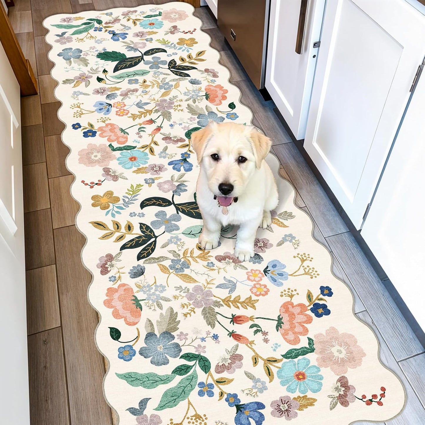 2x6 Hallway Washable Runner Rug : Vintage Soft Kitchen Laundry Runner with Non Slip Backing Farmhouse Entryway Living Room Floor Mat Stain Resistant Carpet for Bedroom Bathroom Distressed Beside Rug