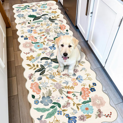 2x6 Hallway Washable Runner Rug : Vintage Soft Kitchen Laundry Runner with Non Slip Backing Farmhouse Entryway Living Room Floor Mat Stain Resistant Carpet for Bedroom Bathroom Distressed Beside Rug