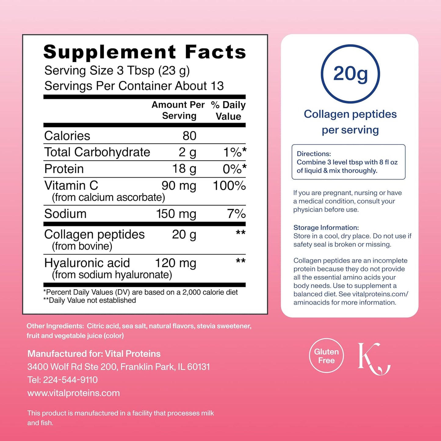 Vital Proteins Collagen Peptides Powder Advanced, Unflavored, 20oz | Hyaluronic Acid & Vitamin C, Supports Hair Skin & Nails, Collagen Peptides, 27 Servings