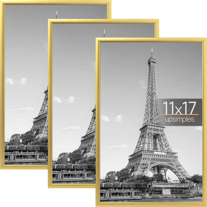 upsimples 12x16 Poster Frame, Easy Slide-In Assembly, Black, 3 Pack | Gallery Wall 12 x 16 Picture Frames Set for Family, Wedding, Christmas, Easy to Change Photos