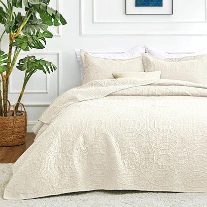 Love's cabin Quilts for Queen Bed Blue Bedspreads - Soft Bed Summer Lightweight Bedspread Comforter - Modern Style Coin Pattern Coverlet for All Season - 3 Pieces (1 Quilt, 2 Pillow Shams)
