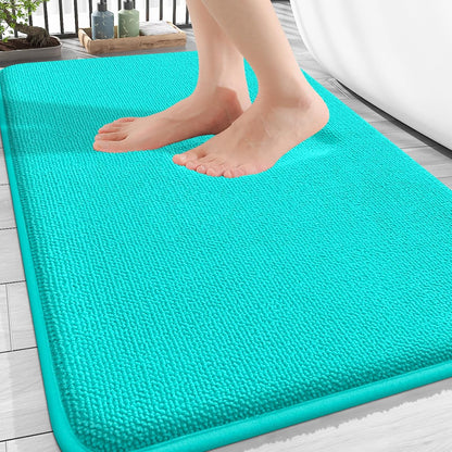 OLANLY Thick Memory Foam Bathroom Rugs 30x20, Soft Absorbent Bath Mat, Teal | Quick Dry Bath Rugs, Non-Slip Carpet, Machine Washable Mats for Bathroom Floor, Tub and Shower, Home Decor Accessories