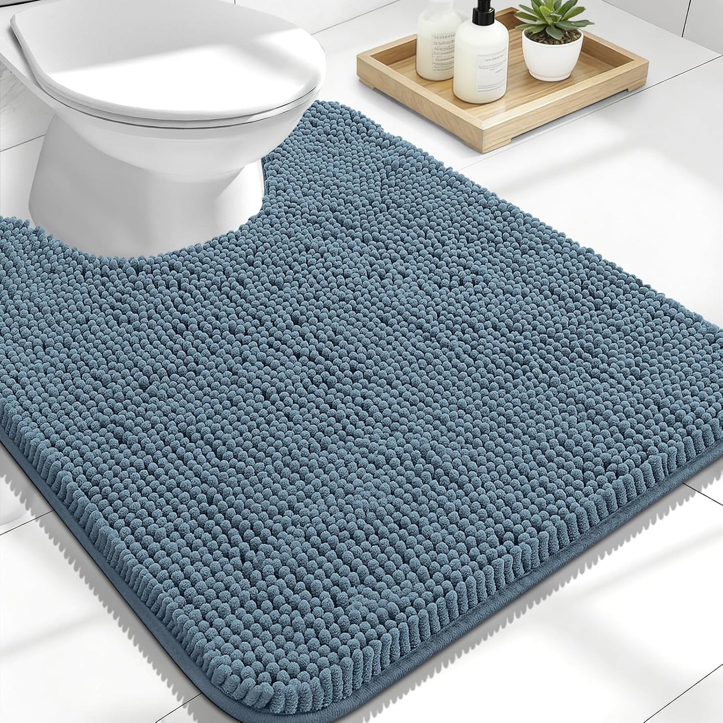 OLANLY Bathroom Rugs 30x20, Extra Soft Absorbent Chenille Bath Rugs | Grey, Quick-Drying Rubber Backing, Machine Washable Bath Mat for Bathroom Floor, Tub and Shower, Home Decor Accessories